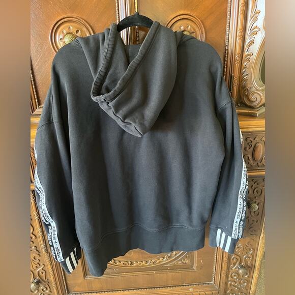 Adidas Originals R.Y.V. Women's Hoodie Black Trefoil Logo Tape Drop Shoulder - Picture 3 of 9